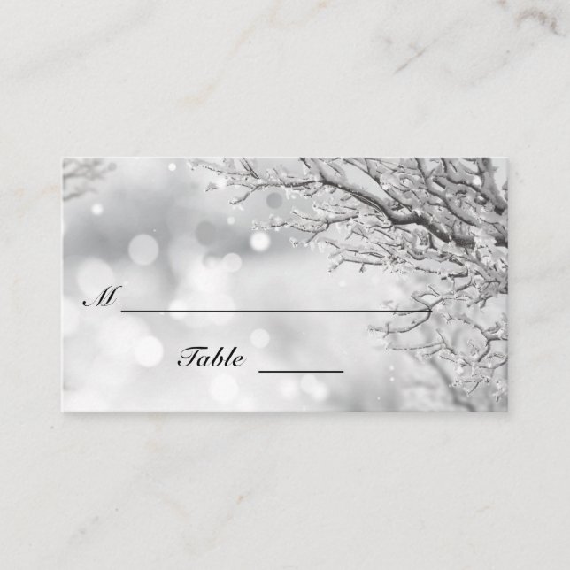 Tarjeta De Mesa Llanto de nieve y hielo para la boda invernal (Anverso)