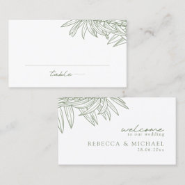 Tarjeta De Mesa Llanura Botánica Sage Green Simple Hand Drawing