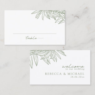 Tarjeta De Mesa Llanura Botánica Sage Green Simple Hand Drawing
