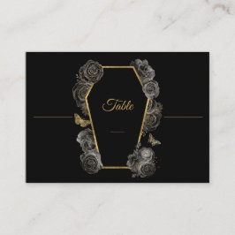 Tarjeta De Mesa Llanura de Boda de ataúd de Rosas góticos negros y
