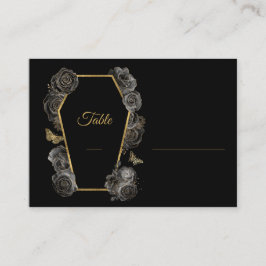 Tarjeta De Mesa Llanura de Boda gótico de Rosas de oro y negro