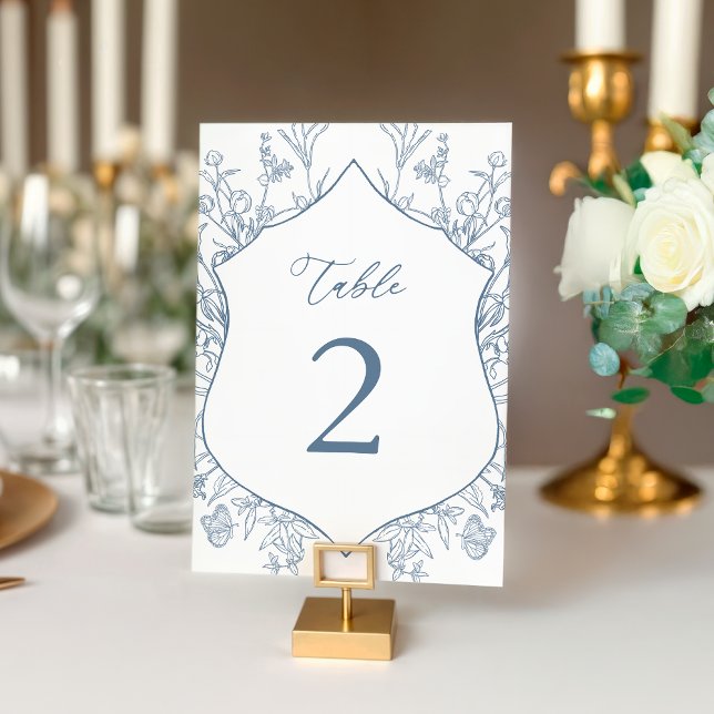 Tarjeta De Mesa Llanura de ducha de novia floral azul victoriana f (Subido por el creador)