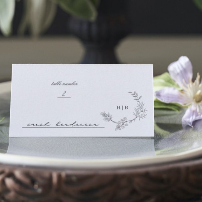 Tarjeta De Mesa Llanura de guirnalda floral tradicional Boda de mo (Subido por el creador)