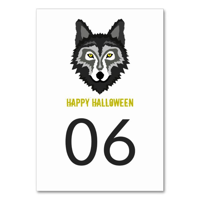 Tarjeta De Mesa Lobo gris, fiesta de Halloween (Reverso)