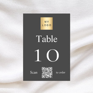Tarjeta De Mesa Logo de la empresa en blanco grisáceo número de ta