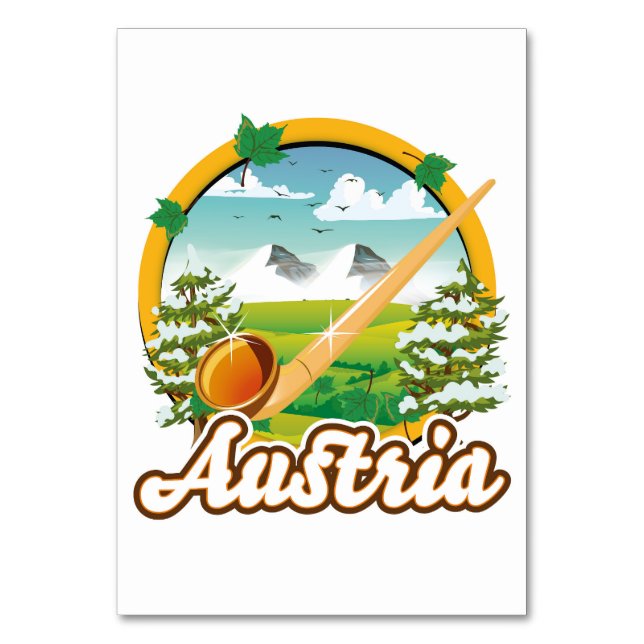 Tarjeta De Mesa Logo de viaje retro de Austria (Anverso)