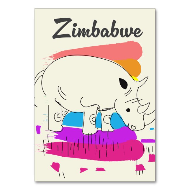 Tarjeta De Mesa Logo de viaje retro de Zimbabue (Anverso)