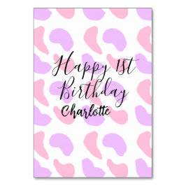 Tarjeta De Mesa Los abstractos púrpura rosa forman un feliz primer