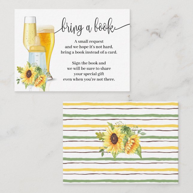 Tarjeta De Mesa Los girasoles traen un libro burbujas Baby Shower  (Anverso / Reverso)