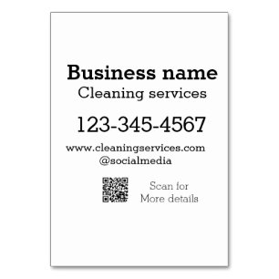 Tarjeta De Mesa Los servicios de limpieza añaden número de direcci