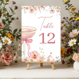 Tarjeta De Mesa Love in Bloom Champagne Pink Bow Bridal Shower