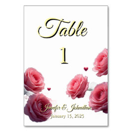 Tarjeta De Mesa Love is in Bloom Pink Roses Simple Wedding