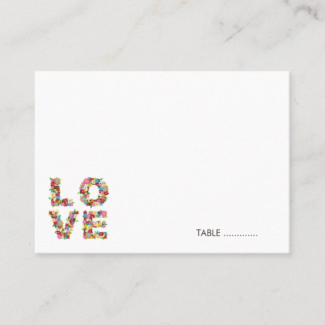 Tarjeta De Mesa LOVE Spring Flowers Whimsical Modern Wedding Party (Anverso)