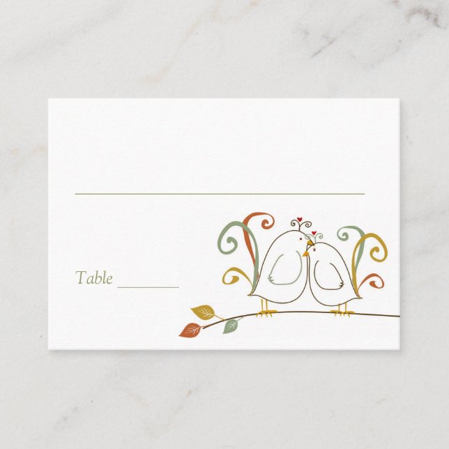Tarjeta De Mesa Lovebirds en las Branches Place Cards (Anverso)