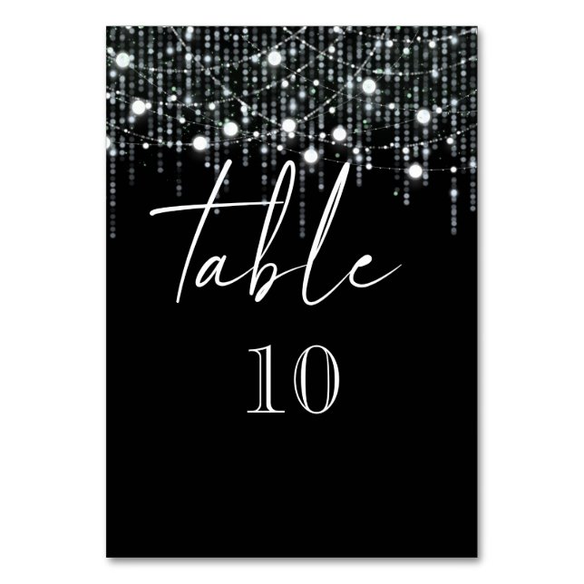 Tarjeta De Mesa Luces colgantes negras y ligeras (Anverso)