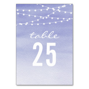 Tarjeta De Mesa Luces de cadena de acuarela de Lavendar