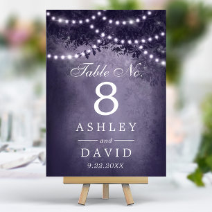 Tarjeta De Mesa Luces de Cadena de Árbol de Bosque Rústico Morado