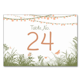 Tarjeta De Mesa Luces de cadena Flores silvestres Número de la tab