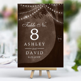 Tarjeta De Mesa Luces de Cuerda de Árbol Rústico con Iniciales Tal