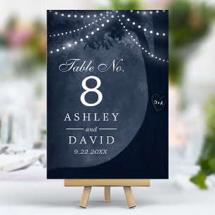 Tarjeta De Mesa Luces de Cuerda de Árbol Rústico con Iniciales Tal