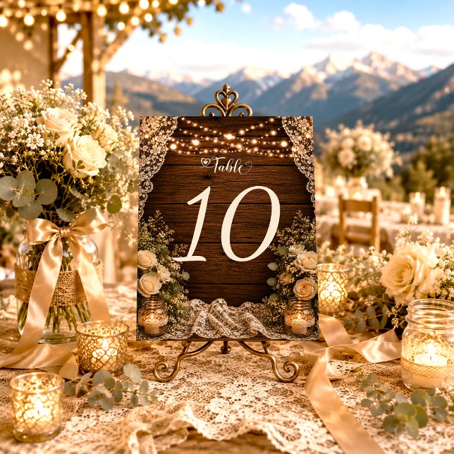 Tarjeta De Mesa Luces de Cuerda Rústicas Simples Boda de Encaje de (Subido por el creador)