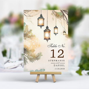 Tarjeta De Mesa Luces de linterna botánica de árbol rústico para b