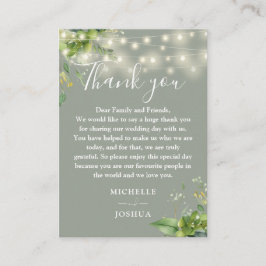Tarjeta De Mesa Luces de Verdor Verde Salvia Agradecimiento de Bod