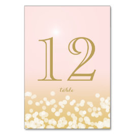 Tarjeta De Mesa Luces espumosas de oro y Rubor