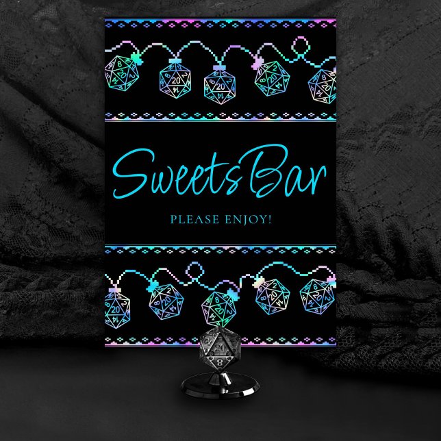 Tarjeta De Mesa Luces RPG | Holo Fantasy Tabletop Gamer Personaliz (Customize for various tables (advice, bubbles, snack/sweets/coffee bar, ladies/gentlemen, etc))