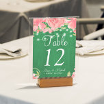 Tarjeta De Mesa Luces rusticas rosan las peonías bodas verdes<br><div class="desc">Número de mesa rústico boda con texto editable con luces rústicas brillantes y grandes flores de peonía rosada rosa sobre fondo de granero verde. Ideal para el verano de primavera | otoño | jardín | elegante campo rústico | boda con temática de patio trasero exterior.</div>