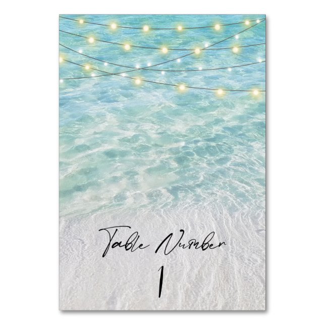 Tarjeta De Mesa Luces Tropical de Vidrio y Cuerdas Marinas (Anverso)