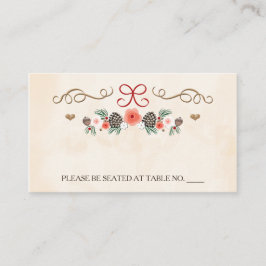 Tarjeta De Mesa Lugar de asiento del Boda de conos de pino floral
