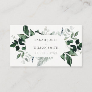Tarjeta De Mesa Lugar de boda moderno con follaje tropical verde f