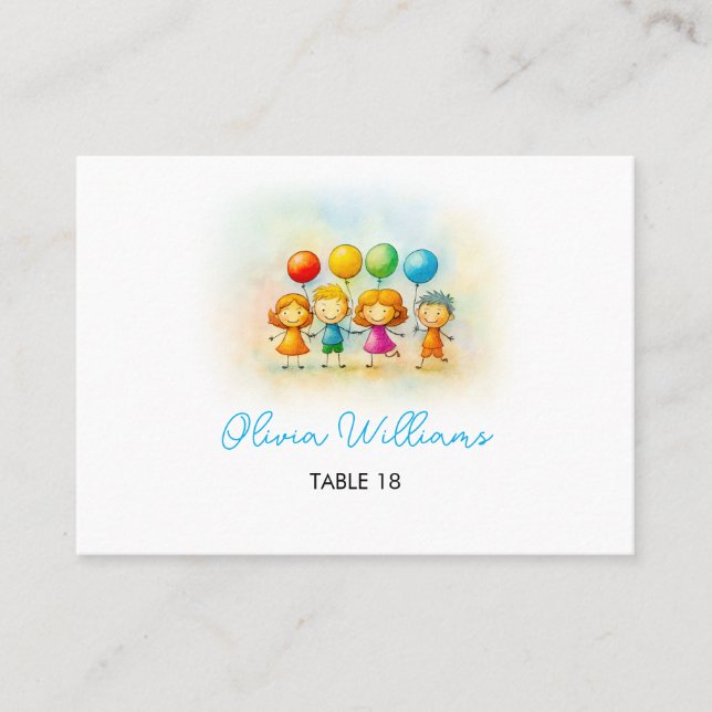 Tarjeta De Mesa Lugar de fiesta de cumpleaños número uno de Balloo (Anverso)