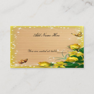 Tarjeta De Mesa Lugar de la mesa de mariposa floral rubia de mader
