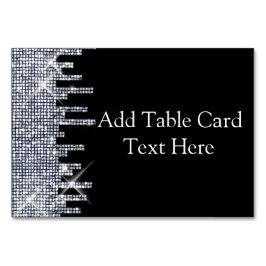 Tarjeta De Mesa Lugar del Boda de glamur negro/plateado Purpurinos