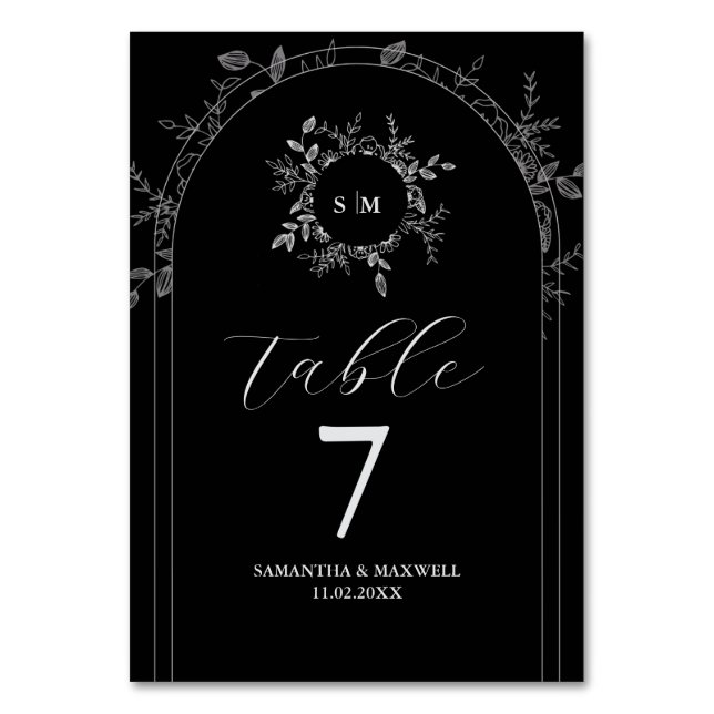 Tarjeta De Mesa Lujo Negro Elegante Personalizado (Anverso)