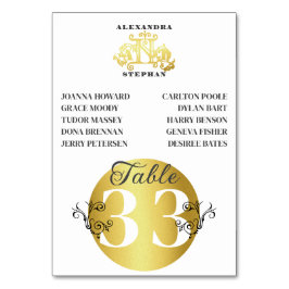 Tarjeta De Mesa Lujoso Romántico Flourish Caligraphy Boda Gold