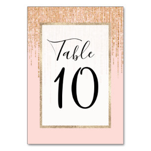 Tarjeta De Mesa Lujoso Rubor Pink Gold Sparkly Purpurina Fringe