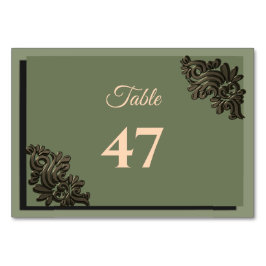 Tarjeta De Mesa Lujoso Sage moderno verde y metal dorado