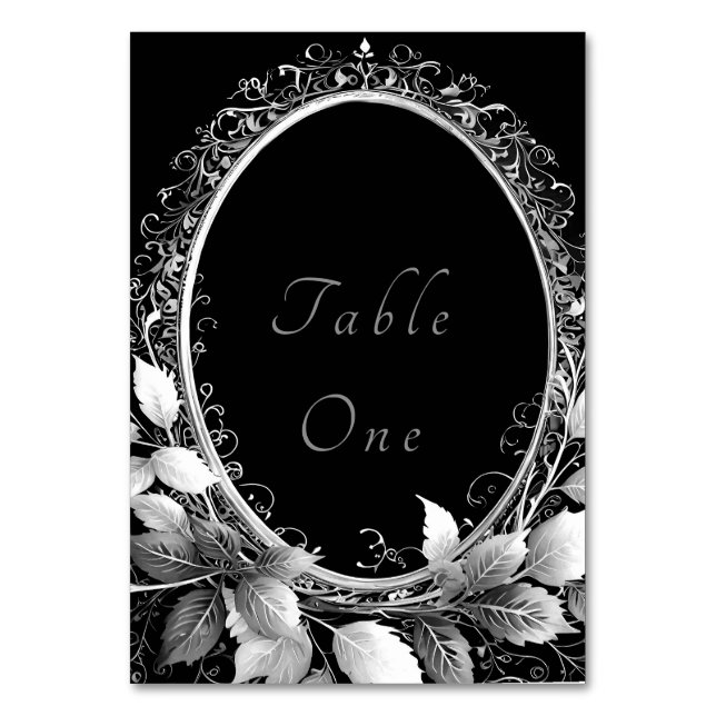 Tarjeta De Mesa Lujoso tema boda negro y dorado (Anverso)