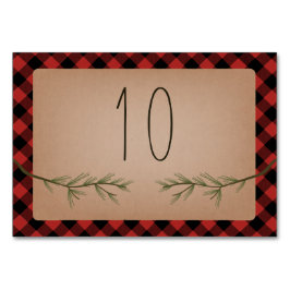 Tarjeta De Mesa Lumberjack Plaid Evergreen Branches Boda