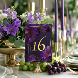 Tarjeta De Mesa Luminous Violets Purple Wedding Table Number Card