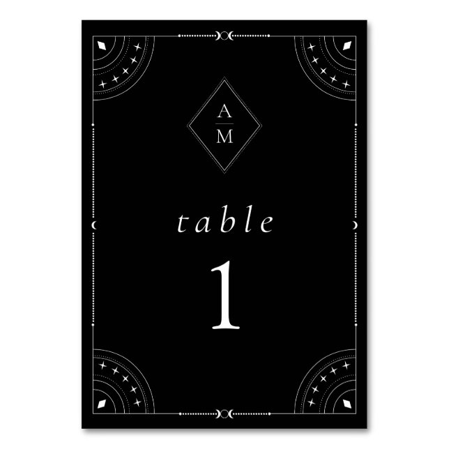 Tarjeta De Mesa Luna celeste oscura y estrellas (Anverso)