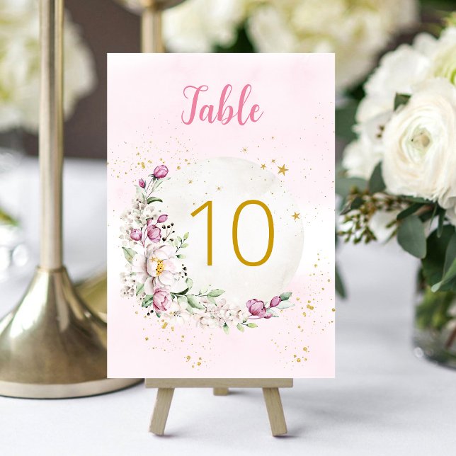 Tarjeta De Mesa Luna Floral Rosa (Subido por el creador)