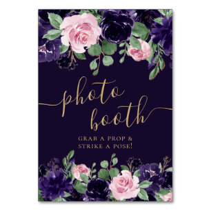 Tarjeta De Mesa Lush Blossom   Púrpura y rosa cuerpo fotográfico