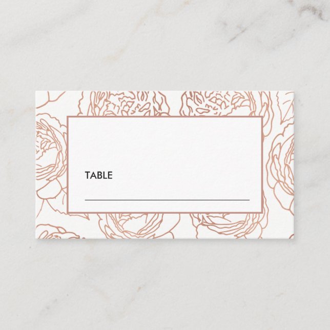 TARJETA DE MESA LUXE ELEGANTE ROSA CLARO ROSE ORO FLORAL BODA (Anverso)
