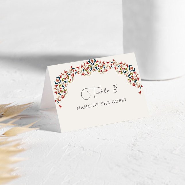 Tarjeta De Mesa Luxury Botanical Floral Paisley Wedding Place Card (Subido por el creador)