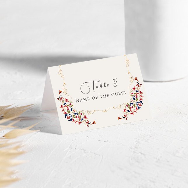 Tarjeta De Mesa Luxury Botanical Floral Paisley Wedding Place Card (Subido por el creador)