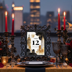 Tarjeta De Mesa Luxury Iconic NYC Buildings Cityscape with Glitter